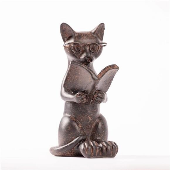 Cat Figurine - Cute Cat Statue - Whimsical Cat Decor for Cat Lovers - Picture 7 of 8